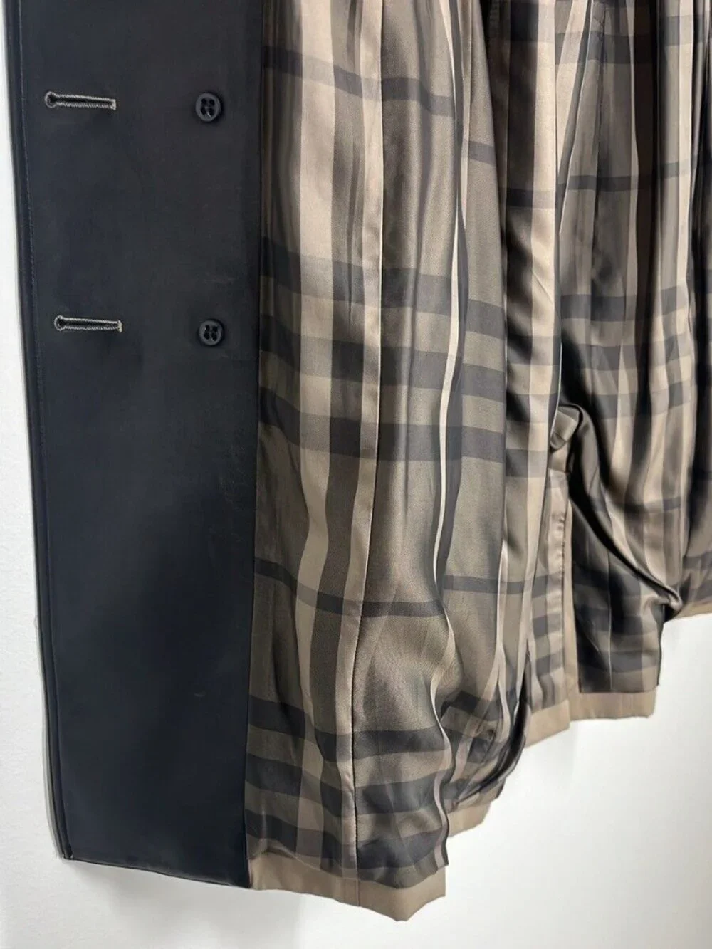 BURBERRY Beige and Black Leather Trim Women' Classic Trench Coat Size US 8 - Picture 12 of 13